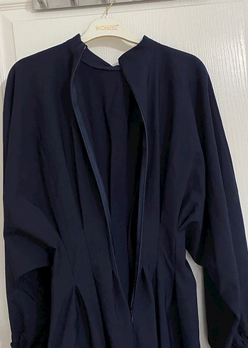 Kadın Lacivert Uzun Drapeli Elbise tesettür - Görsel 5