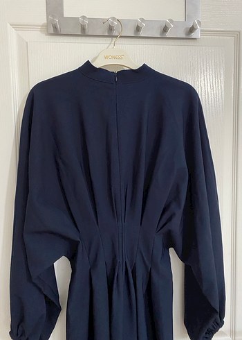 Kadın Lacivert Uzun Drapeli Elbise tesettür - Görsel 2