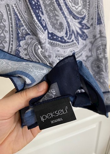 Etnik desen lacivert şal - Görsel 3