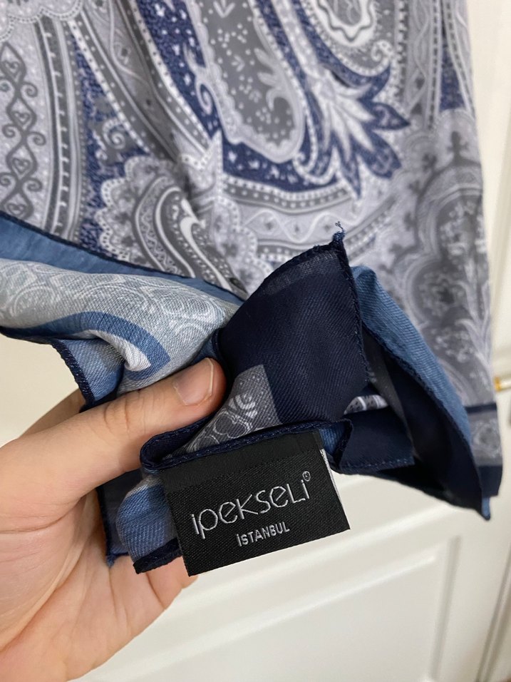 Etnik desen lacivert şal - Görsel 3