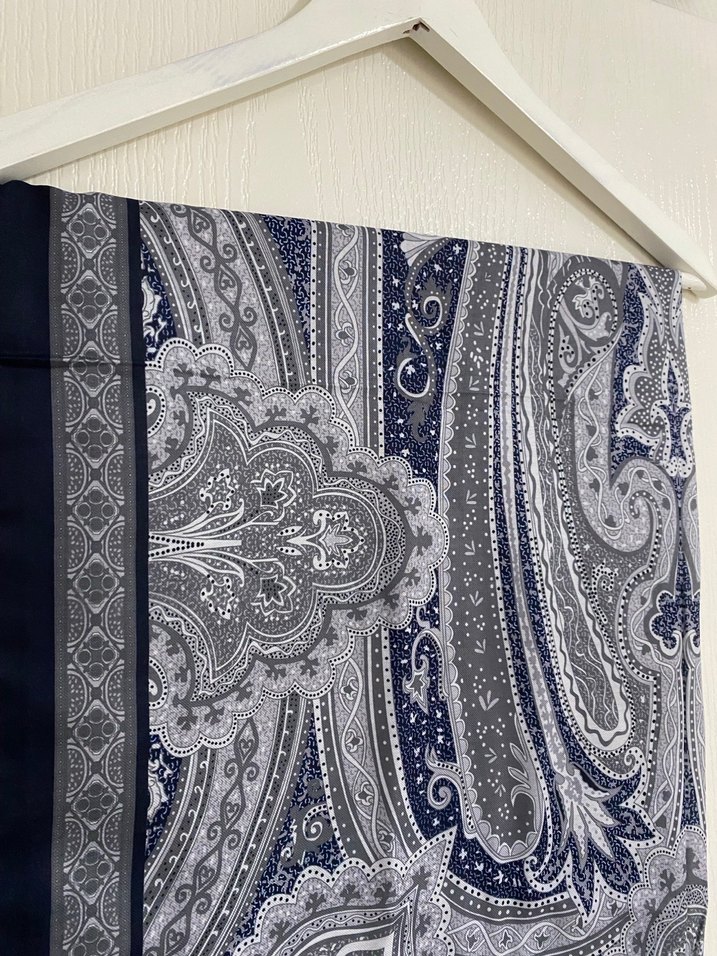 Etnik desen lacivert şal - Görsel 2