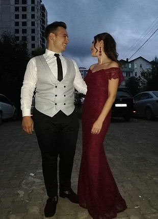 bordo abiye elbise