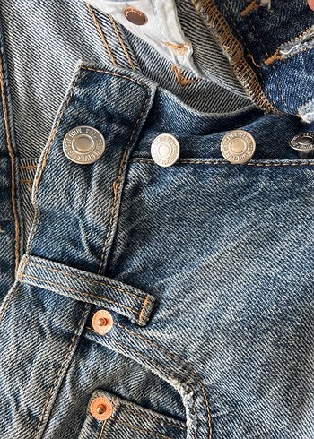 34 Beden Zara Düğmeli Mavi Mini Kadın Denim Şort