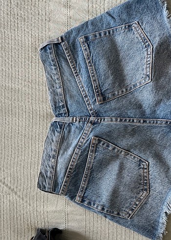 Mango Zara Düğmeli Mavi Mini Kadın Denim Şort
