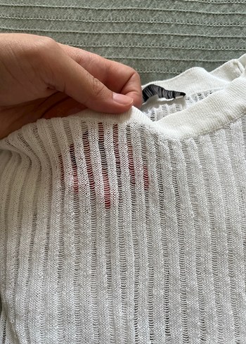 xs Beden Zara Beyaz Fitilli Transparan Kadın Triko Kazak
