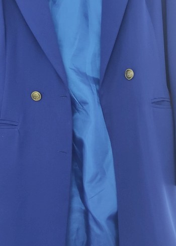 38 Beden mavi Renk Düğmeli Lacivert Midi Blazer takım