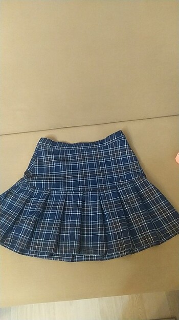 Kareli şık etek yepyeni 11-12 yaş bel ayarlı lacivert 