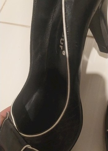 Klasik Siyah Kadın Stiletto Topuklu Ayakkabı Deri - Görsel 4