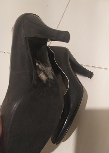 Klasik Siyah Kadın Stiletto Topuklu Ayakkabı Deri - Görsel 3