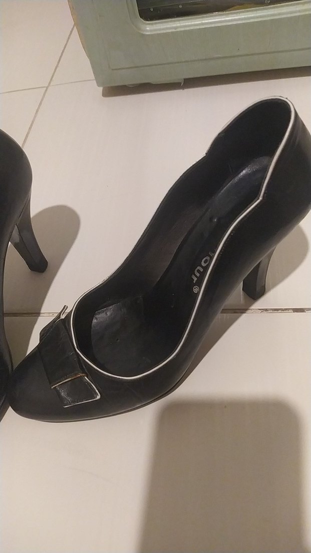 Klasik Siyah Kadın Stiletto Topuklu Ayakkabı Deri - Görsel 2