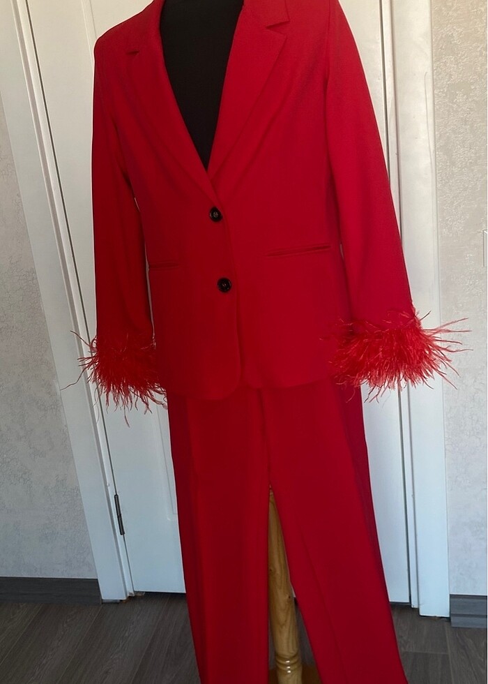 Özel Dikim Kırmızı takım elbise - Görsel 3