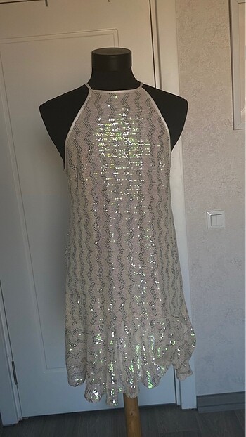 Beyaz payetli Elbise - Görsel 2