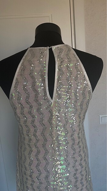 Beyaz payetli Elbise - Görsel 3