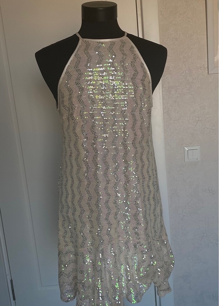 Beyaz payetli Elbise - Görsel 2