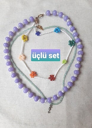 Kolye seti inci kolte papatya kolye denizatı
