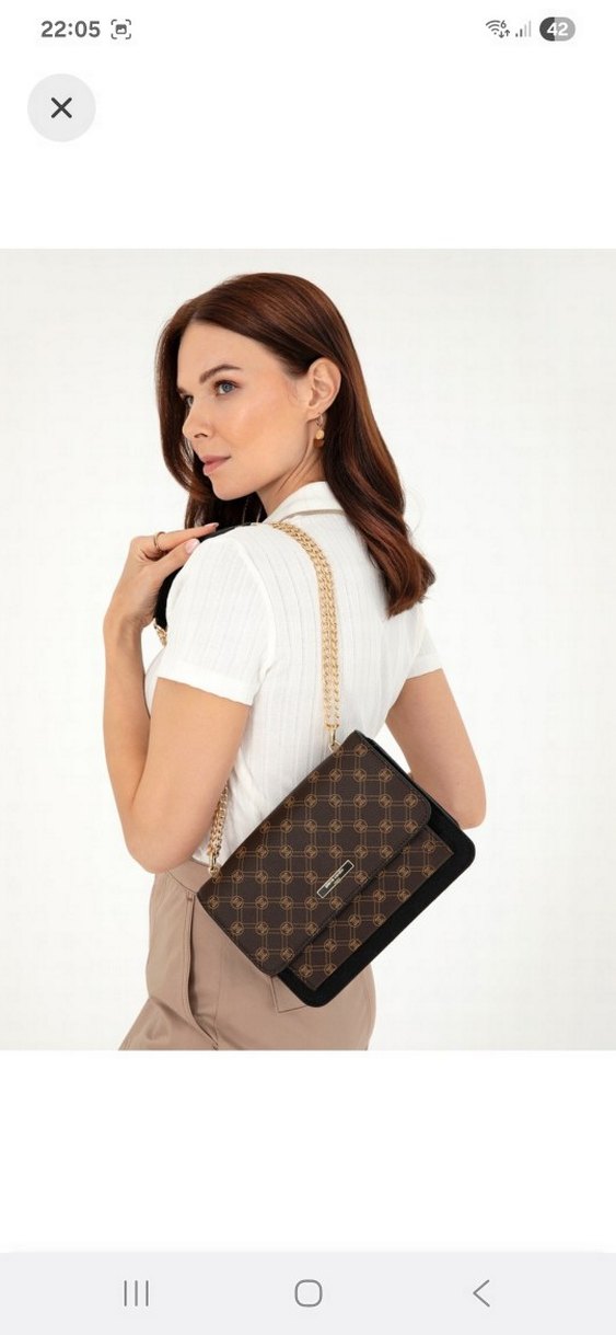 Pierre Cardin Kahverengi Zincir Detaylı Omuz Çantası - Görsel 5