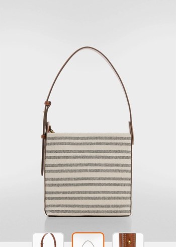 Bej Deri Kemerli Zebra Desenli Kadın Çanta - Görsel 2