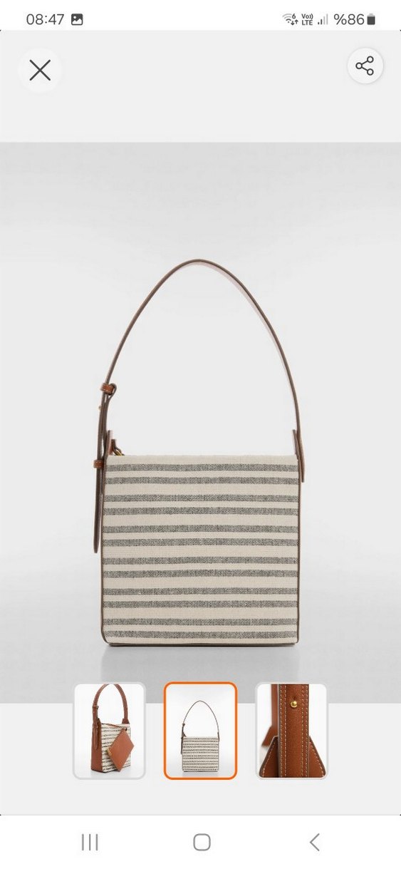 Bej Deri Kemerli Zebra Desenli Kadın Çanta - Görsel 2