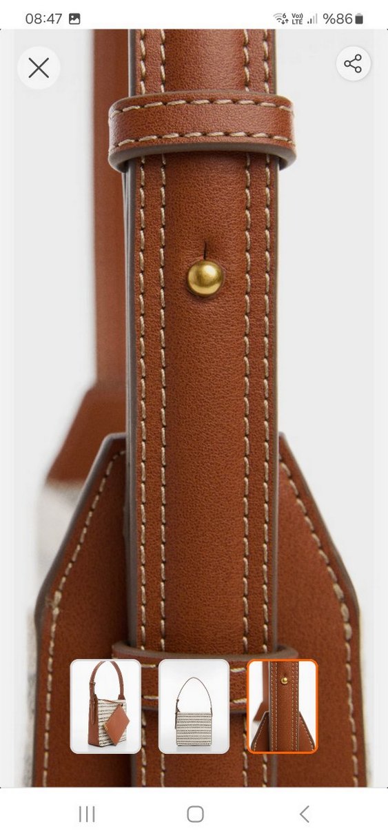 Bej Deri Kemerli Zebra Desenli Kadın Çanta - Görsel 3