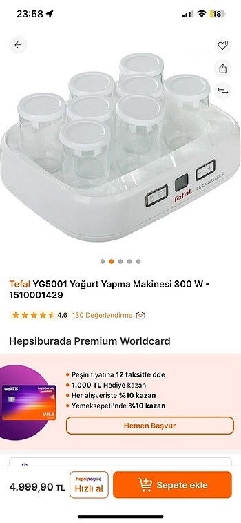 Tefal yoğurtçum 1510001429 model