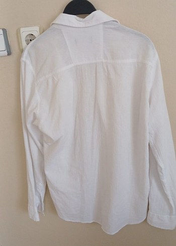 Erkek Beyaz Keten Gömlek Uzun Kollu - Görsel 3