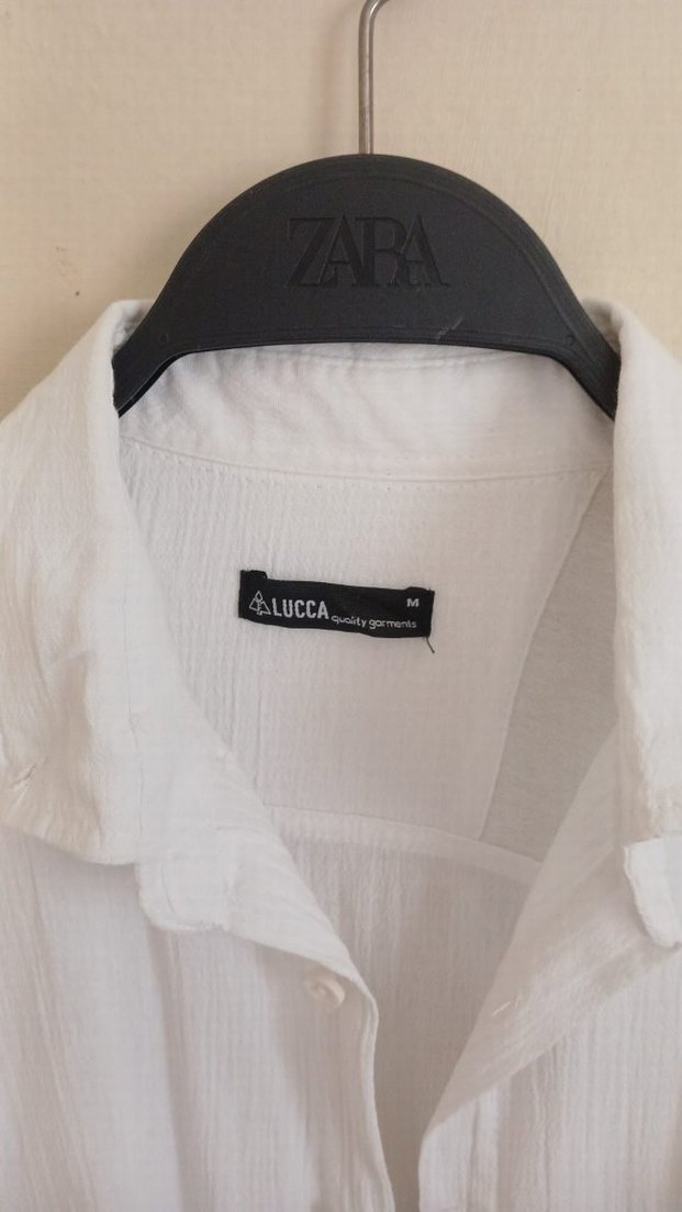 Erkek Beyaz Keten Gömlek Uzun Kollu - Görsel 2