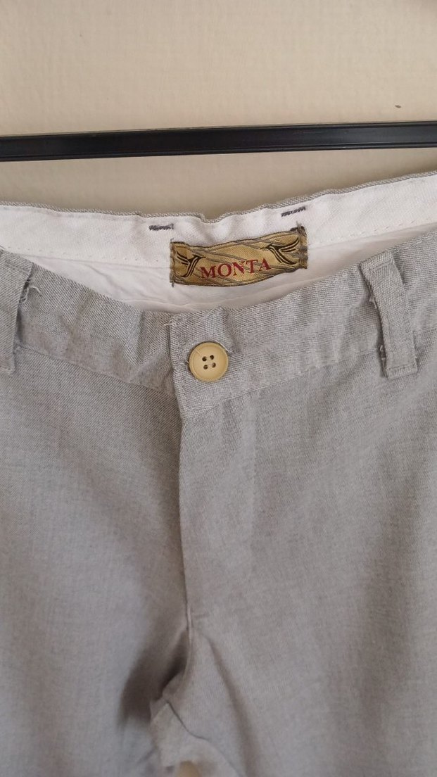 Gri Keten Erkek Pantolon - Görsel 2