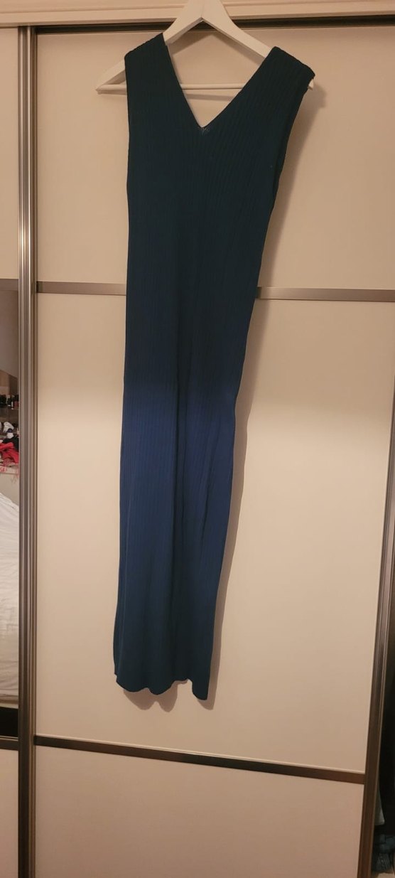 Lacivert Uzun Kollu Drapeli Kadın Elbise triko  sıtandart  beden - Görsel 2