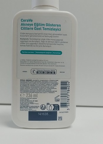 Beden CeraVe Akneye Eğilimli Ciltler için Temizleyici 236ml