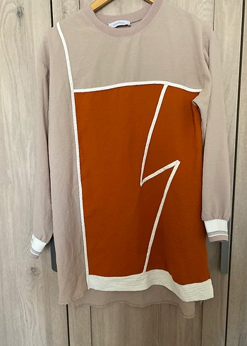 Bej Pamuklu Hamile Tişörtü, Uzun Kollu, Salaş - Görsel 2