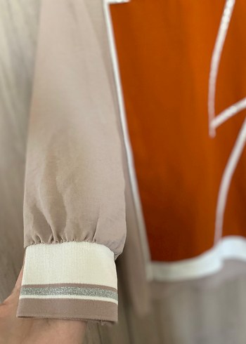 Bej Pamuklu Hamile Tişörtü, Uzun Kollu, Salaş - Görsel 3