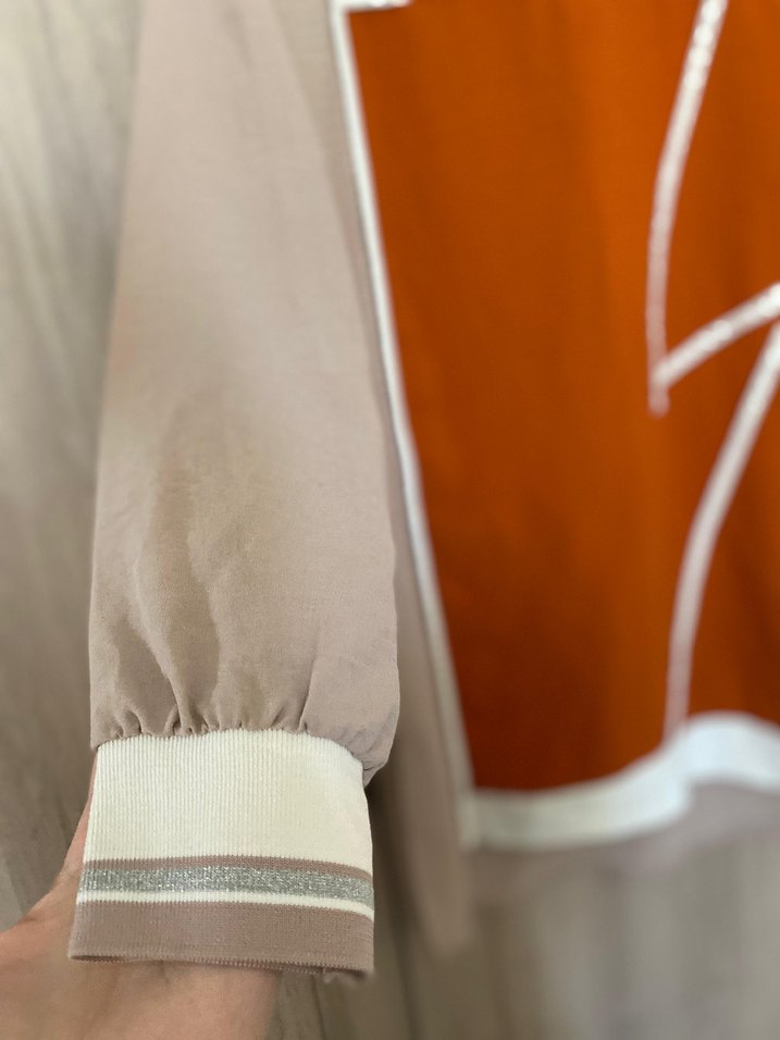 Bej Pamuklu Hamile Tişörtü, Uzun Kollu, Salaş - Görsel 3