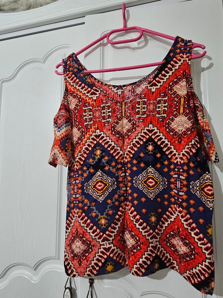 Örgü Detaylı Renkli Bohem Mini Bluz - Görsel 2