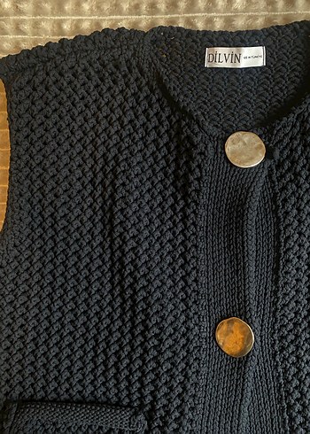 DELVIN Siyah Örgü Kadın Yelek - Görsel 2