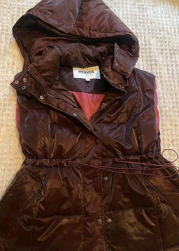 Düğmeli Kahverengi Midi Kadın Yelek - Görsel 3