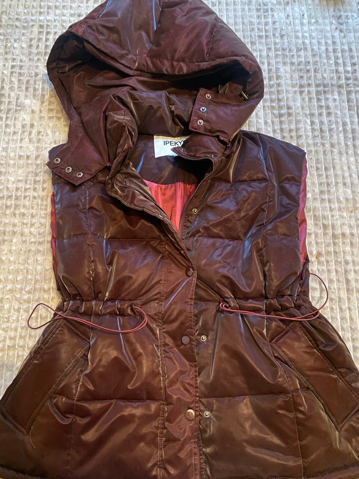 Düğmeli Kahverengi Midi Kadın Yelek - Görsel 2