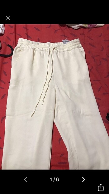 H&M dökümlü krem pantolon