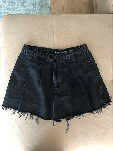 xs Beden Stradivarius denim sort etek siyah
