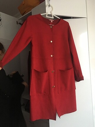 Koton Tunik kırmızı uzun koton ceket parka