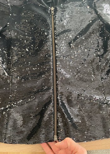 Siyah Parlak Deri Kadın Ceket - Görsel 5