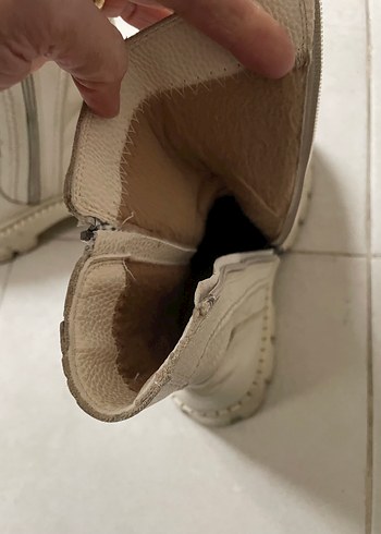 Beyaz Deri Platform Topuklu Kadın Bot - Görsel 3