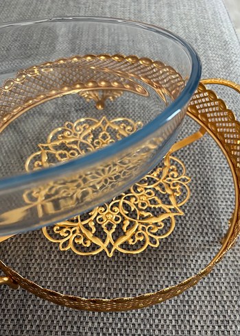 Altın İşlemeli Cam Tepsi - Görsel 3