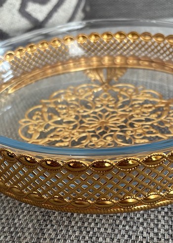 Altın İşlemeli Cam Tepsi - Görsel 2