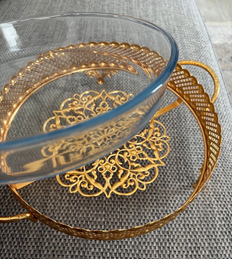 Altın İşlemeli Cam Tepsi - Görsel 3