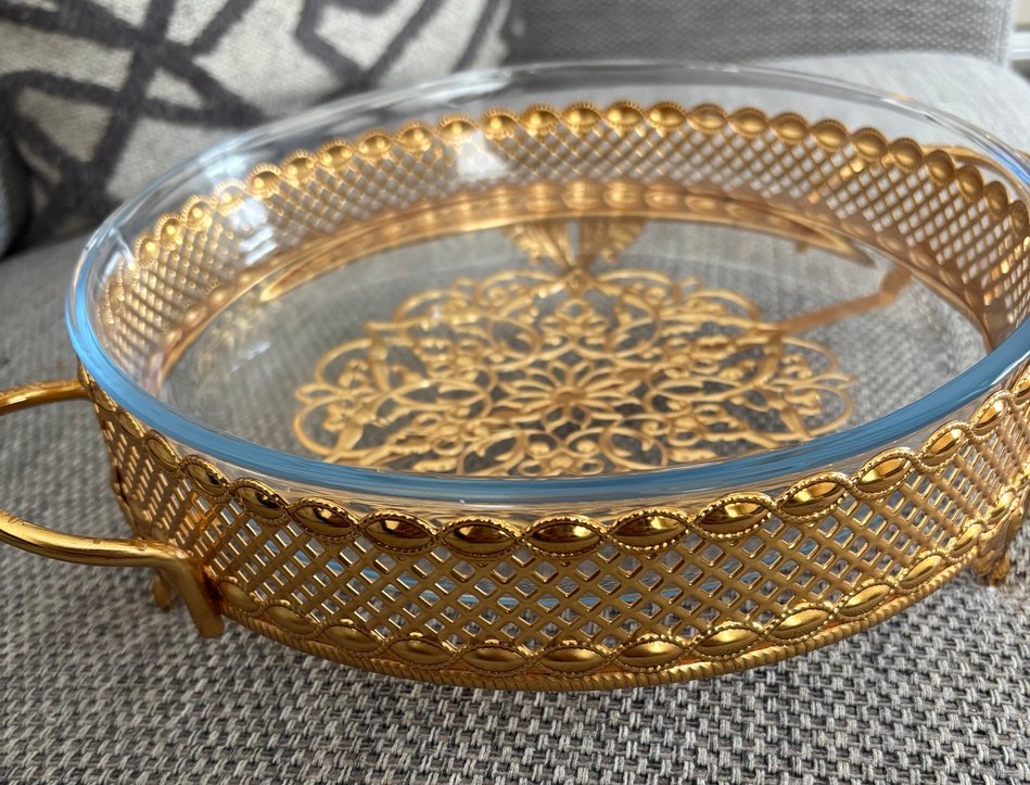 Altın İşlemeli Cam Tepsi - Görsel 2