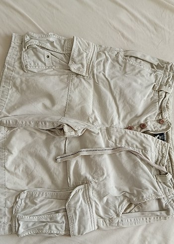 Bej Erkek Kargo Şort Bol Kesim - Görsel 7