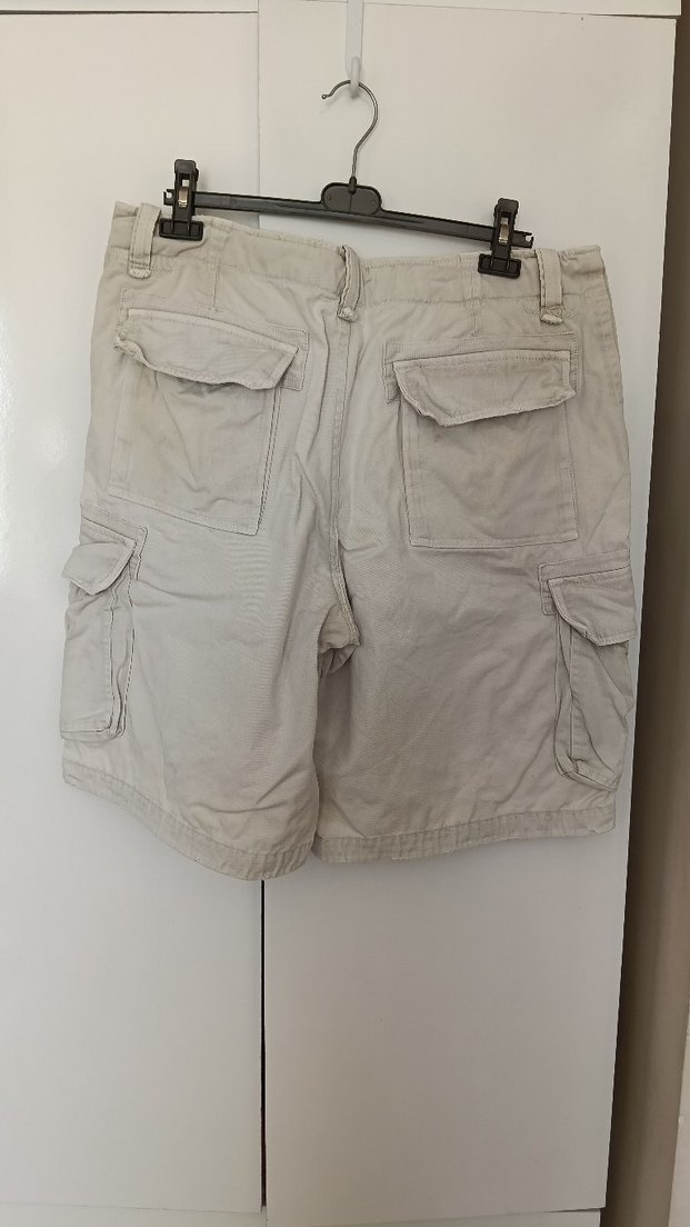 Bej Erkek Kargo Şort Bol Kesim - Görsel 3