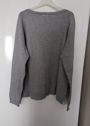 V Yaka Kadın İnce Triko Koton Kazak - Görsel 2