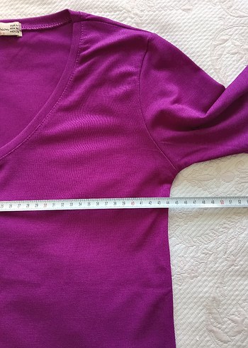Mor V Yakalı Kadın İnce Triko - Görsel 6