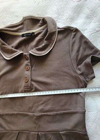 Bej Keten Midi Düğmeli Kadın Elbise - Görsel 6